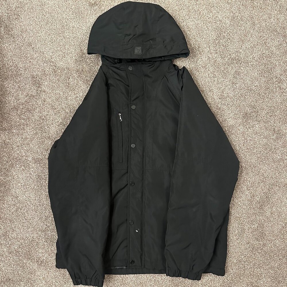 MEN ANTIGUA WINTER JACKET/PARKA, INSULATED, BLACK, WATER RESISTANT, LARGE, USED